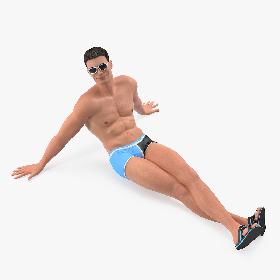Man in Swimwear Sitting Pose 3D model